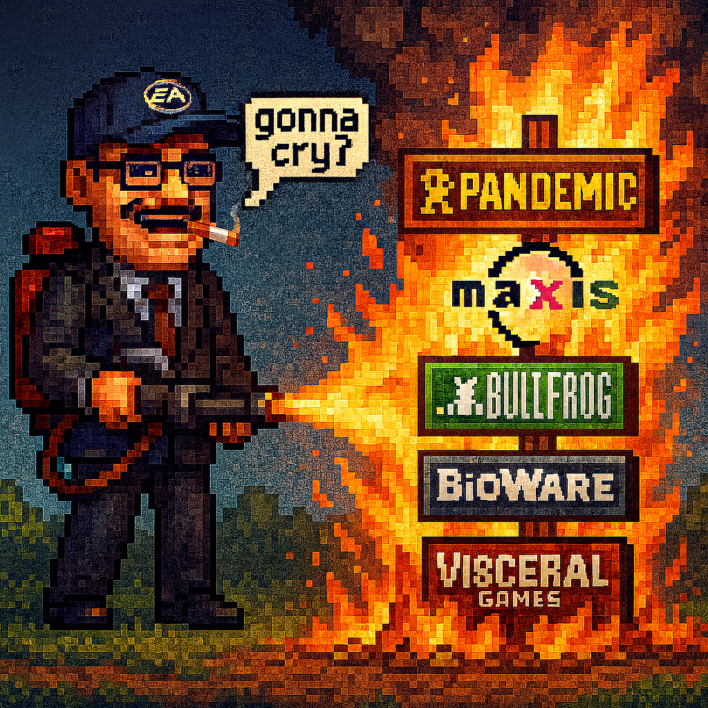 Satirical EA art burning studios